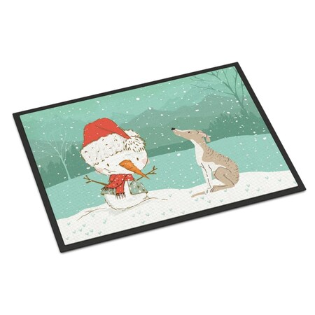 Carolines Treasures 18 x 27 in. Whippet Snowman Christmas Indoor or Outdoor Mat CK2079MAT